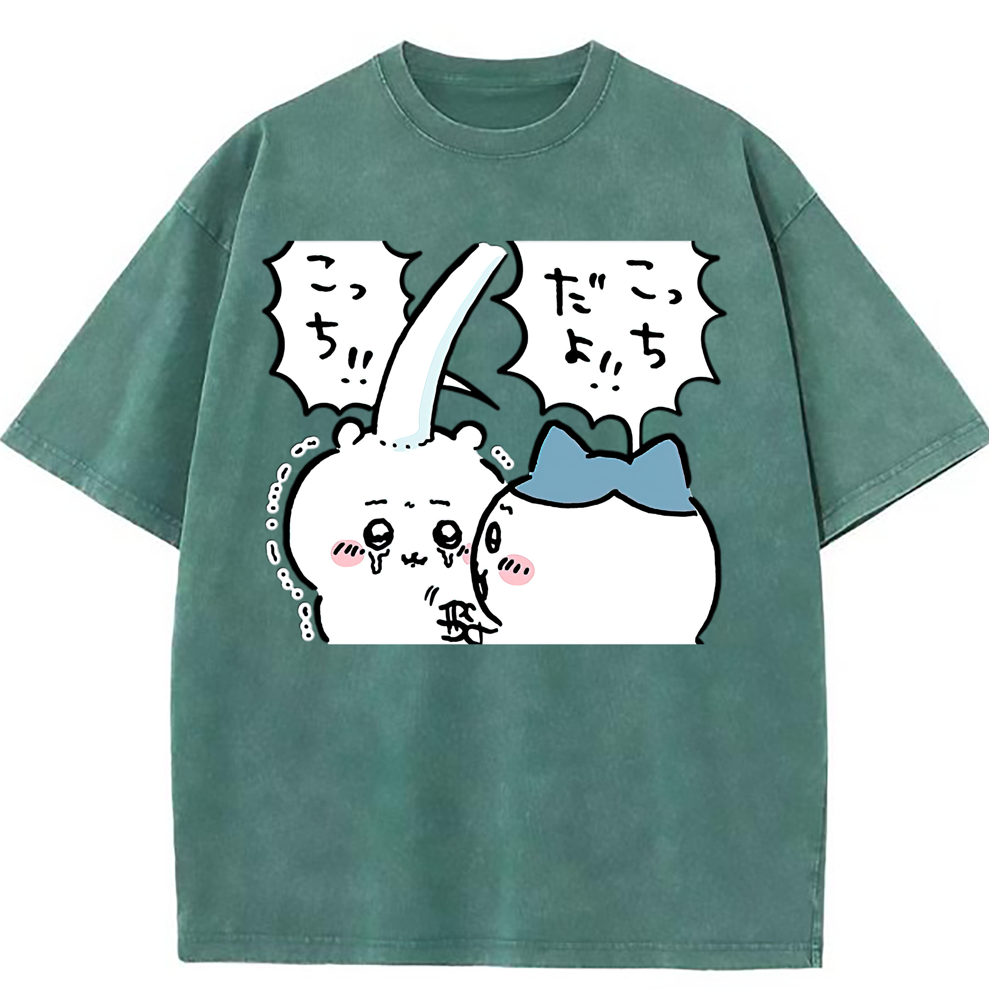 （画像用） ちいかわ ハチワレ Chii-kawa hachiware 綿100% ヴィンテージ風 半袖Tシャツ（フロントプリント）